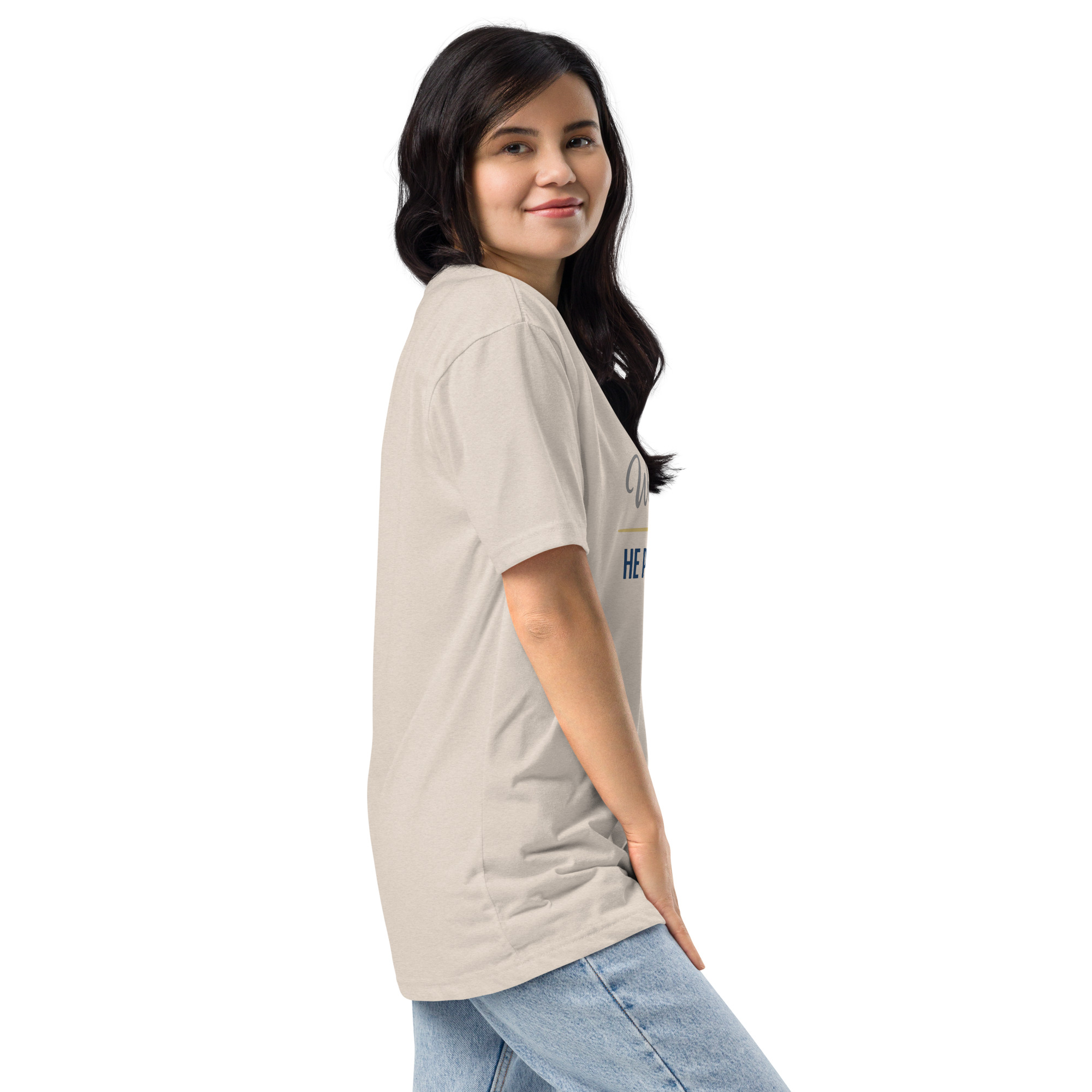 We Worry He Provides - Unisex Fitted T-Shirt, Next Level 6210 - Image 3
